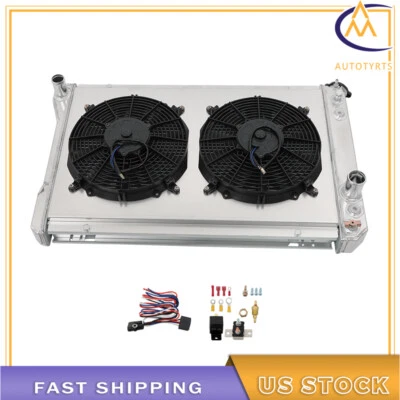 Radiador de 3 filas + ventilador de cubierta + kit de termostato para Chevy Camaro Pontiac Firebird 82-92 Foto 1 de 4