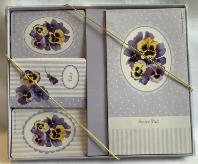 Bridge Set Party Express Hallmark Cards Score Pad Tallies Pansies - Изображение 1 из 4
