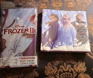 Disney Frozen II Birthday Party Pack for 8-16 guests (Napkins, Tablecloth)-New - Picture 1 of 1