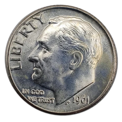 1961-D Uncirculated Roosevelt Dime MS Mint State 90% Silver Cover