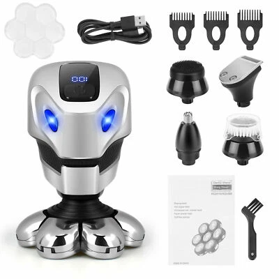 7D Cordless Shaver Hair Trimmer Men’s 5-in-1 Electric Head Shaver Razor Men Wet - Image 1 of 4
