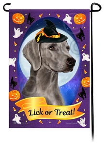 Halloween Garden Flag - Grey Weimaraner - Picture 1 of 1