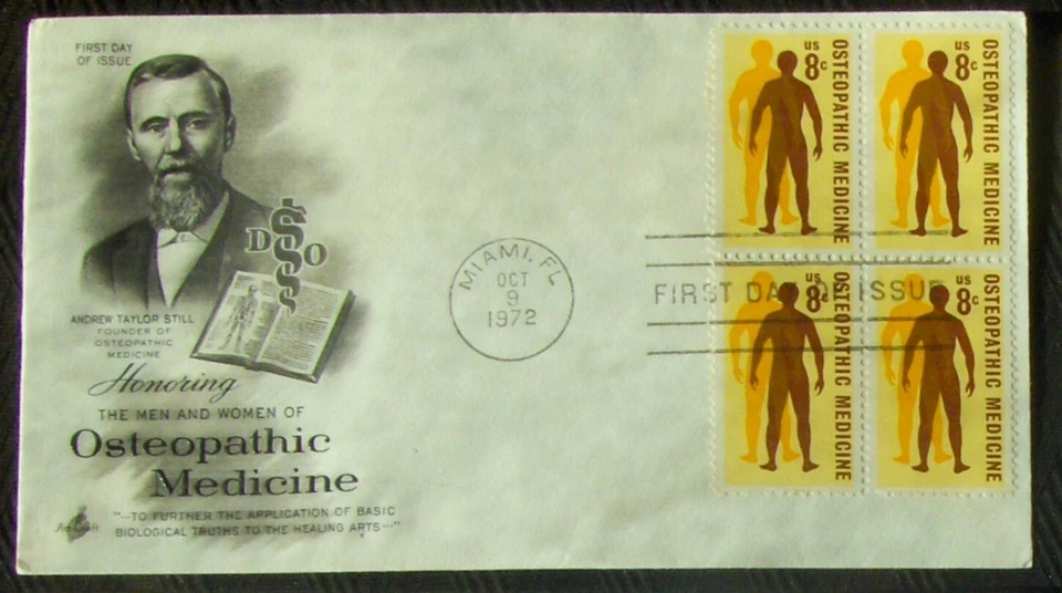 USA FDC SC #1469 OSTEOPATHIC MEDICINE, 1972 block of 4.. - Image 1 of 1