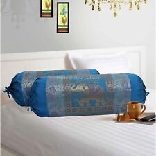 Ethnic Bolster Cover Elephant Indian Pillow Cases Cylinder Neck Sofa Bolster