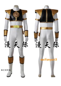 White Ranger Tommy Oliver Cosplay Costume Dino Rangers Bodysuit Outfits Boots - Picture 1 of 18