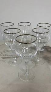Vintage Silberrand Kristall Weingläser Bar Schnaps - 6er Set  - Bild 1 von 10