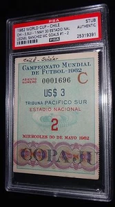 1962 WORLD CUP CHILE VS SWITZERLAND LEONEL SANCHEZ 2 GOALS MATCH TICKET PSA RARE - Picture 1 of 2
