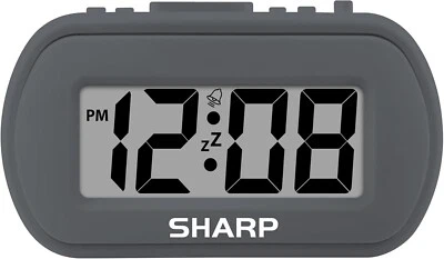 Digital Alarm Clock – Tactile Plastic Case with Soft Rubberized Charcoal Black - Image 1 of 4