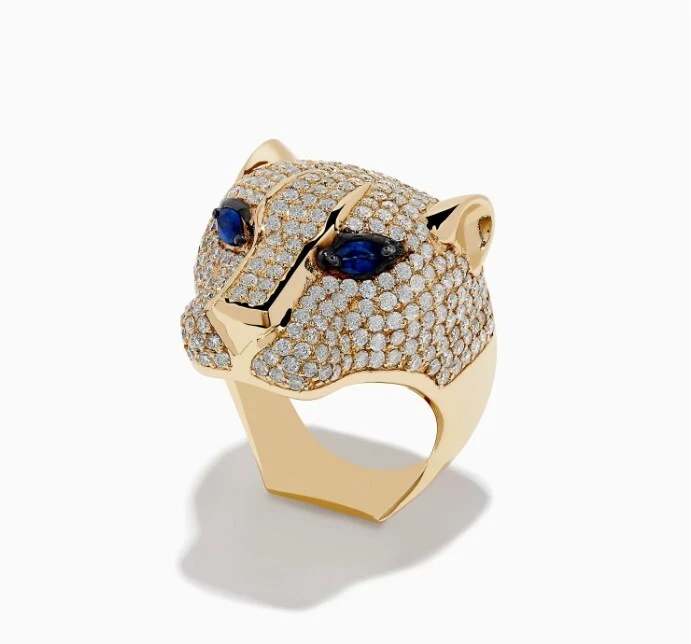 Anillo Pantera Zafiro Pantera Animal Inspirado Anillo Distintivo, Anillo Oro Hombre Foto 1 de 4