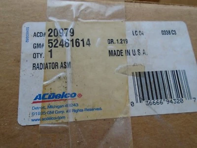 NEW GM RADIATOR NOS  OEM 52481614 chevy 400cid pontiac grand prix caprice impala - Image 1 of 4