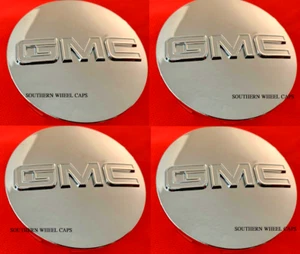 GMC 83mm CHROME CENTER CAPS 2014-2021 Sierra Limited & Yukon + XL 20" 22" WHEELS - Picture 1 of 4