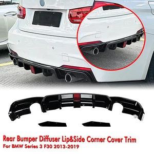 Rear Bumper Diffuser Lip+Side Trim For BMW F30 3-Series M-Sport 2013-2019 - Picture 1 of 7