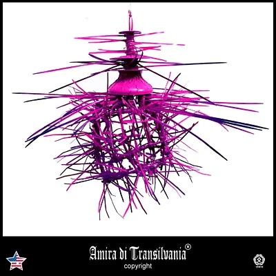 araña sin cristal lámpara hogar iluminación diseño luz soporte techo púrpura rosa Foto 1 de 4