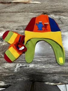 Sesame Street Elmo Winter Beanie Hat and Mittens Set, Toddler 2-4 Color Block - Picture 1 of 6