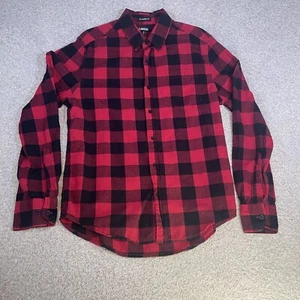 Carbon Mens Red Plaid Lumberjack Style Button Up Shirt Size Small 100% Cotton - Picture 1 of 6