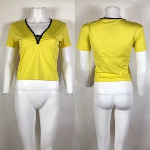 Vtg Gianni Versace Intensive Yellow Nylon Medusa Top S - Picture 1 of 11