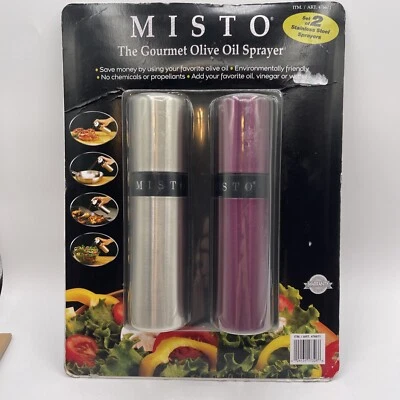 Misto Gourmet Olive Oil Sprayer 2 Pack Silver Purple 476671 Brand New - Image 1 of 4