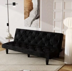 Futon Nordic Lazy Sofa Upholstered Converts Into Sofa Bed Velvet Couch - Picture 1 of 8