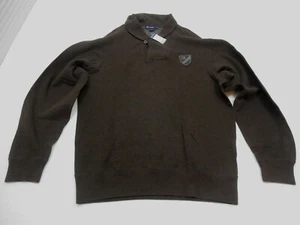 Daniel Cremieux Herren Schal Pullover VNeck Knopf Baumwolle Kragen Rugby braun hellbraun L - Bild 1 von 7