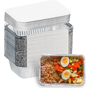 Aluminum Pans with Lids (50-Pack, 8.5"×6") 2.25 LB Capacity Foil Food Contain... - Picture 1 of 8