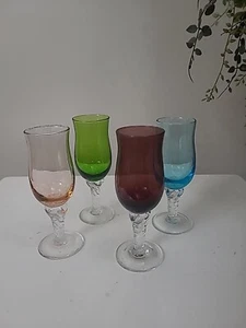 Set Of 4 Harlequin Stem Shot Port Liqueur Glasses - Picture 1 of 6