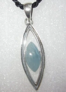 echter NATUR Aquamarin Anhänger 925 Sterling Silber 39x12mm blauer Beryll - Bild 1 von 3