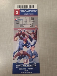 New England Patriots @ NY Giants Unused Ticket Stub 9/1/2016 Pats Won Super Bowl - Picture 1 of 4