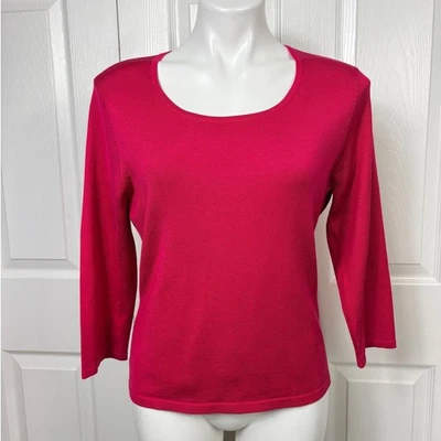 Top Talbots Petites Rojo Tejido Manga 3/4 Talla M Recorte Espalda Mezcla Seda Nuevo con Etiquetas Foto 1 de 4