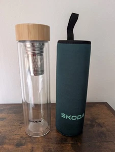 NEW GENUINE SKODA DOUBLE WALLED GLASS WATER BOTTLE 500ml 6U0069601B - Picture 1 of 2