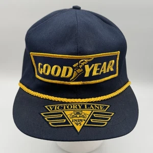 GOODYEAR Snapback Hat Cap Trucker Indy Victory Lane 1995 Navy Yellow Vintage - Picture 1 of 6