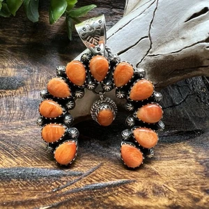 925 Sterling Silver Spiny Oyster Naja Pendant Southwestern - Picture 1 of 11