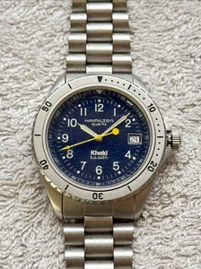 Hamilton Khaki 9745B Navy Dial Military Quartz Watch Vintege Used F/S - Picture 1 of 7