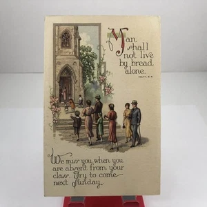 Vintage Man Shall Not Live By Bread Alone Postcard / Posted - Picture 1 of 2