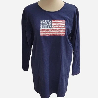 Tommy Hilfiger Mujer Talla Pequeña Camisa Dormir Con Estampado Bandera Americana Foto 1 de 4