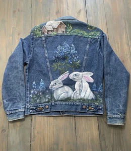 Vintage Rustler USA Made Medium Denim Blue Jeansjacke-BOHO Style, Hippies, Tiere - Bild 1 von 19
