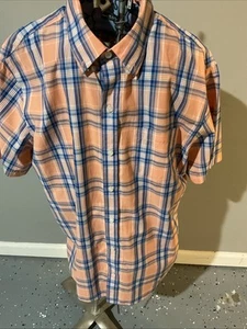 Camisa Izod Para Hombre Naranja Multi Cuadros Abotonada Manga Corta Talla Lg. D92 - Imagen 1 de 7