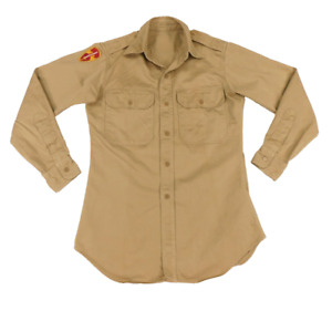 US Army Khaki Shirt 14 1/2 x 32 Cotton Uniform Twill 8.2 oz Shade 1 Vintage '58