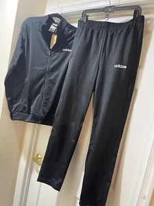 Adidas Mens Tracksuit Set Pants Jacket Size L New Black - Picture 1 of 3