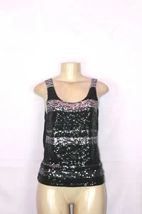 BRANDNEU THE LIMITED SCHWARZER TANK PULLOVER MIT PAILLETTEN VORNE GRÖSSE LARGE - Bild 1 von 3