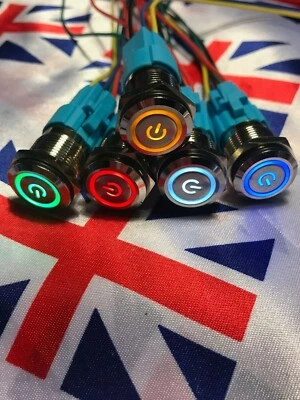 ✨✨ Latching  Switch 12V 24V LED Illuminated ON/OFF POWER Button ✨✨ UK - Image 1 of 4