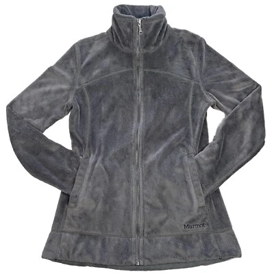 Chaqueta polar Marmot para mujer pequeña flor bordada gris suave felpa cremallera completa Foto 1 de 4