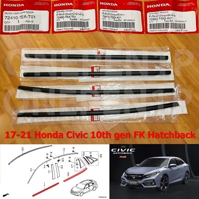 Front rear door belt molding weatherstrip rubber seal OEM Honda Civic FK 17-21 - Image 1 of 4