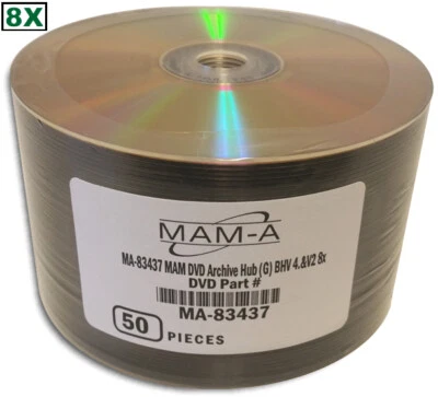 50-Pak GOLD MAM-A (Mitsui) (Archival-grade) Shiny-Gold 8X DVD-R, Mitsui #83437 - Image 1 of 2