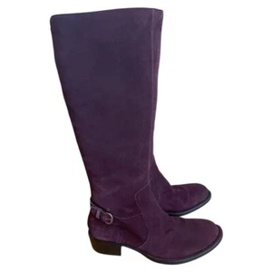 Born B.O.C. Damen lila kirschweinrot Wildleder Leder kniehohe Stiefel Größe 7 M - Bild 1 von 16