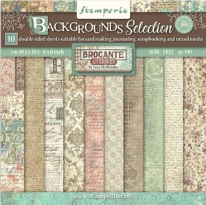 Stamperia BROCANTE ANTIQUES - 8" X 8" - Double Sided Paper 10 SHEETS - MARCH '24 - Picture 1 of 14