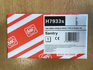 MK SENTRY 10A RCBO H7933s TYP B AC 10A 30MA SINGLE MODULE 10 AMP 7933s - Bild 1 von 4
