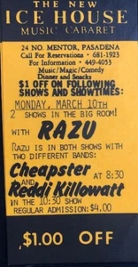 Razu Rock Band 70's Ice House Ticket w/ Cheapster / Reddi Killowatt - Picture 1 of 1