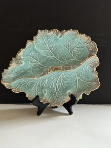 50’s MCM California Pottery Leaf Ashtray USA 650 Turquoise Aqua Blue 11” - Picture 1 of 23