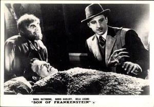 SON of FRANKENSTEIN, Boris Karloff, Basil Rathbone, Bela Lugosi; RPPC 4X6; Mint - Picture 1 of 2