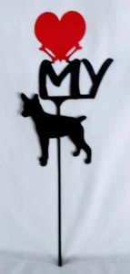 Rat Terrier Love (heart) Yard Sign Metal Silhouette Made in the USA - Picture 1 of 1